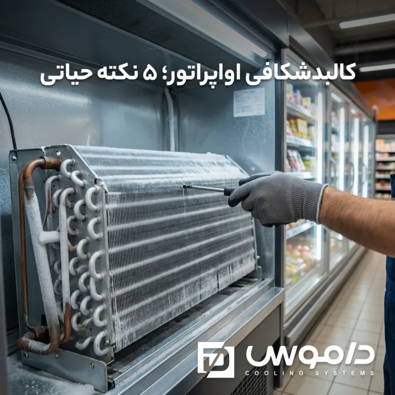 کالبدشکافی اواپراتور یخچال پرده هوا فروشگاهی داموس